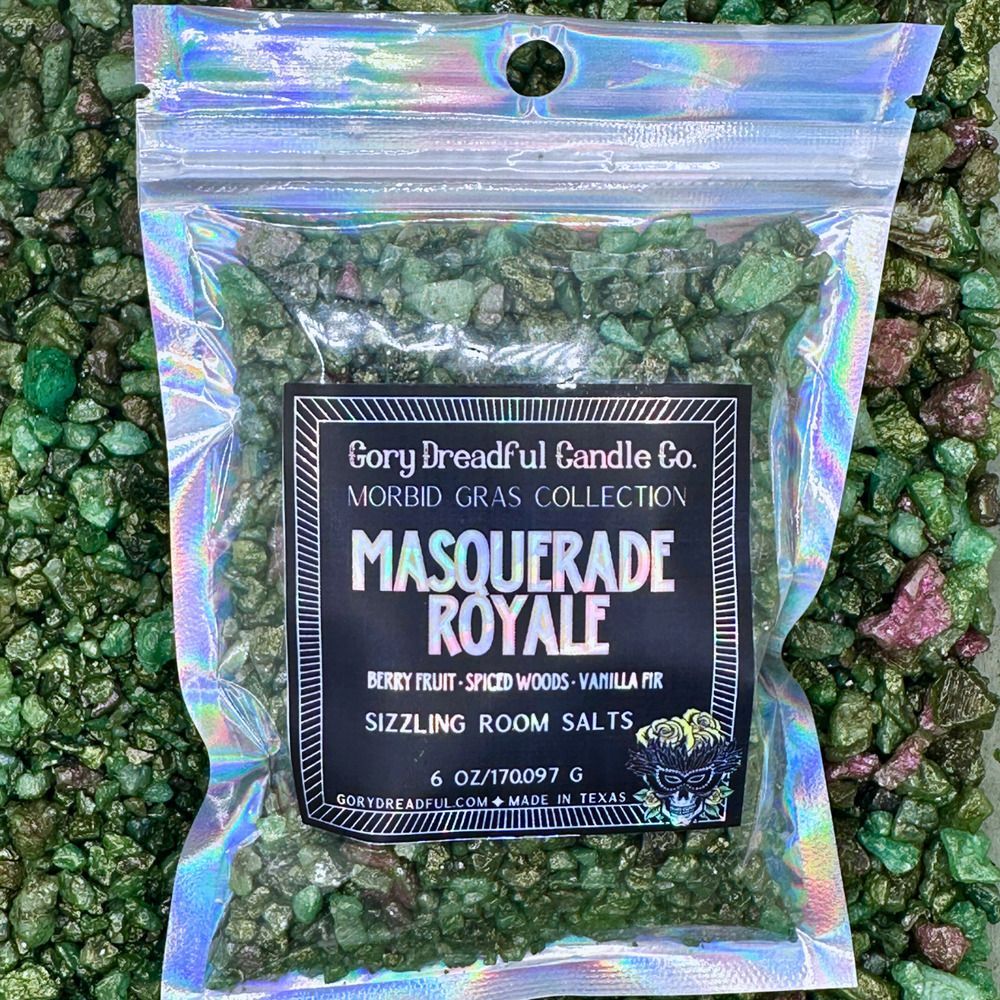 MASQUERADE ROYALE Sizzling Room Salts: Berry Fruit · Spiced Woods · Vanilla Fir